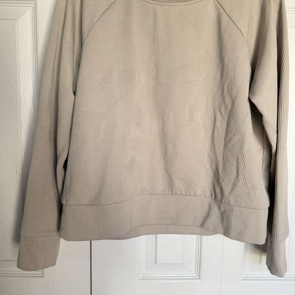RBX Relaxed Beige Loose Fit Pullover Quilted Cowl Mock Neck Sweatshirt M - Picture 16 of 16